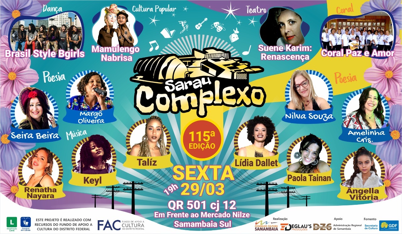 Sarau comemora mês da mulher com apresentações exclusivamente femininas em Samambaia