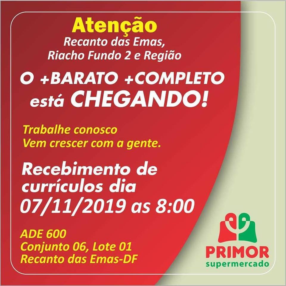 EMPREGO | Rede de supermercados oferece 150 vagas em nova unidade no Recanto das Emas