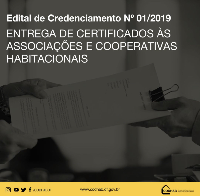 HABITAÇÃO | Codhab/DF entrega certificado de credenciamento para entidades
