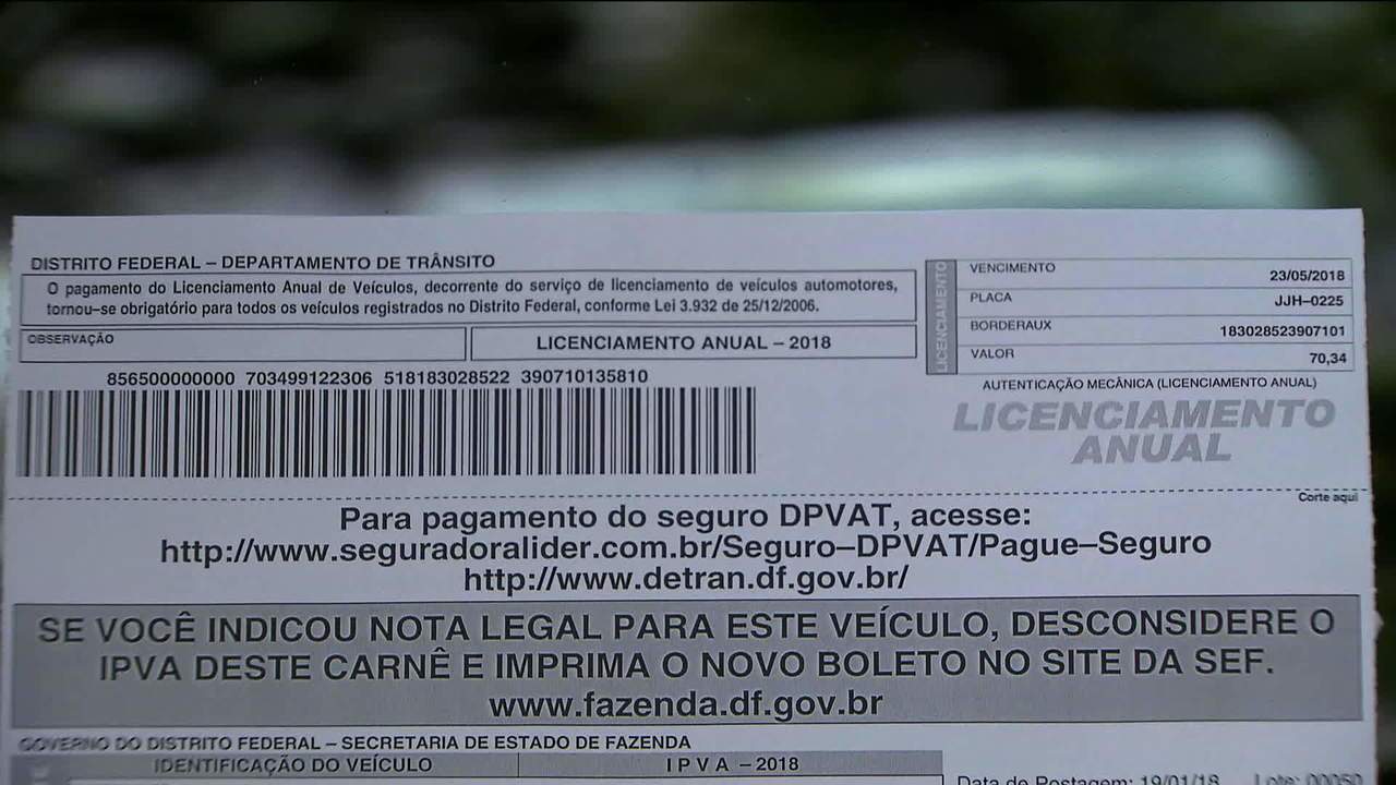 PELA INTERNET | GDF anuncia que boletos do IPVA 2020 não serão enviados pelos Correios