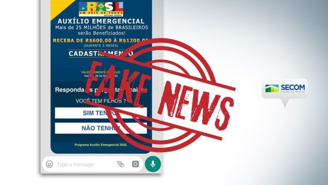 FIQUE ALERTA | Golpe no WhatsApp promete liberar auxílio de R$ 1.200 do governo