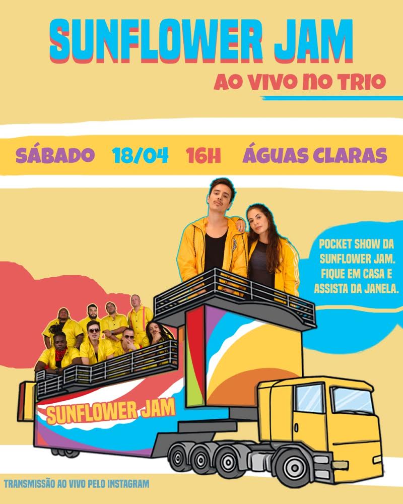 DIVERSÃO EM CASA | Trio da Sunflower Jam vai percorrer as ruas de Águas Claras a partir das 16h deste sábado