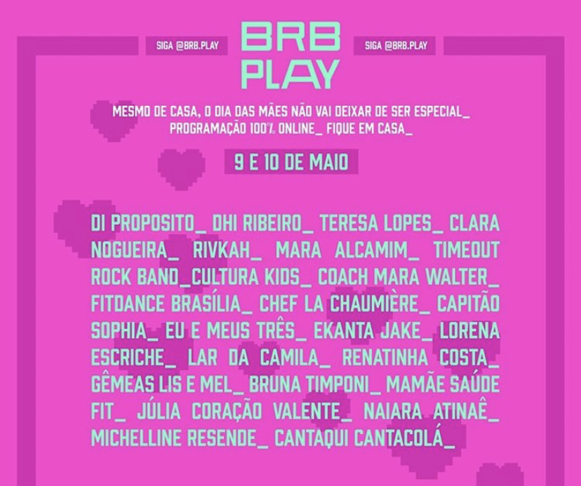 FESTIVAL ONLINE | BRBPlay homenageia as mães neste fim de semana