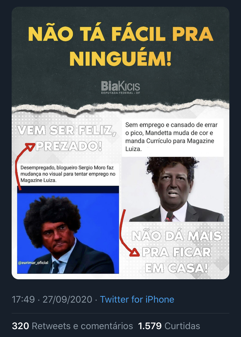 PIADA COM MINISTROS | Bia Kicis é acusada de racismo