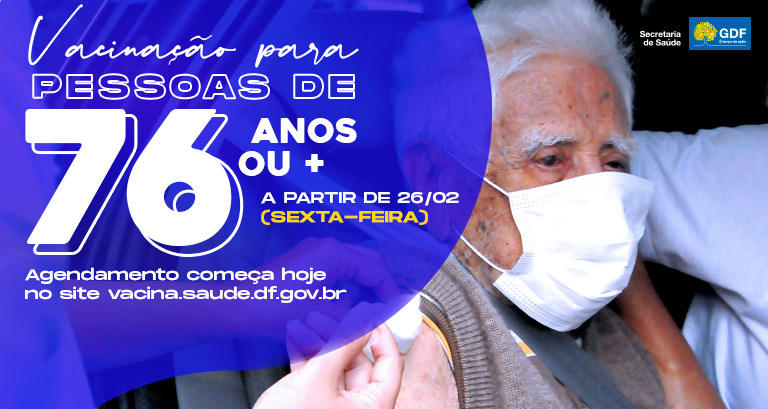 VACINAÇÃO CONTRA A COVID | Idosos 76, 77 e 78 anos já podem fazer o agendamento pelo site