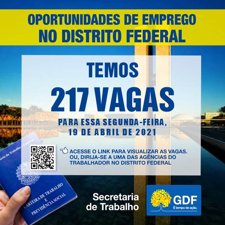 AGÊNCIA DO TRABALHADOR | Confira as 212 vagas de emprego para a segunda-feira (19)