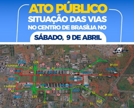 INTERVENÇÃO NO TRÂNSITO | Esplanada dos Ministérios sofrerá alteração na circulação de veículos no sábado (9)