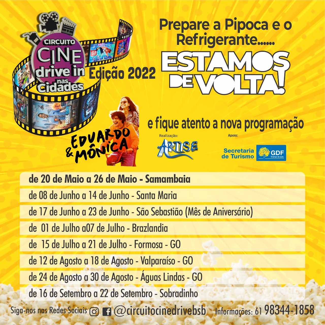 CIRCUITO CINE DRIVE IN NAS CIDADES | Projeto está de volta com exibições de filmes em cidades do DF e Entorno