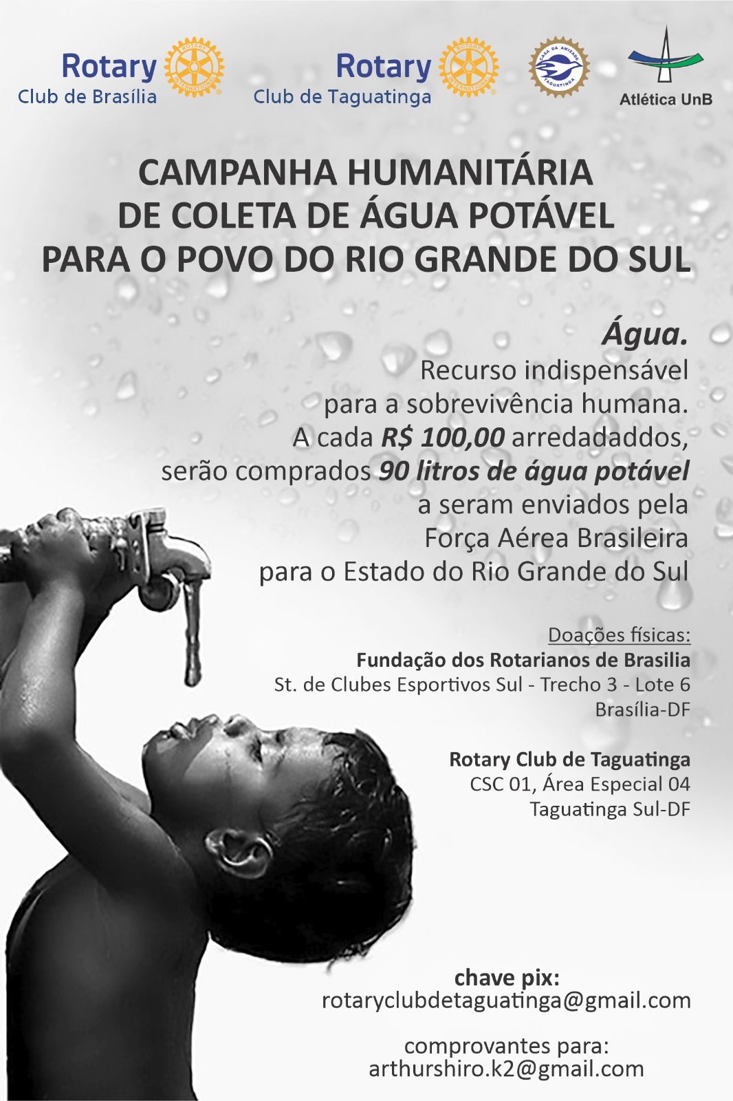 AÇÃO SOLIDÁRIA | Rotary Clubs do DF promovem campanha de arrecadação de água potável para enviar para o Rio Grande do Sul