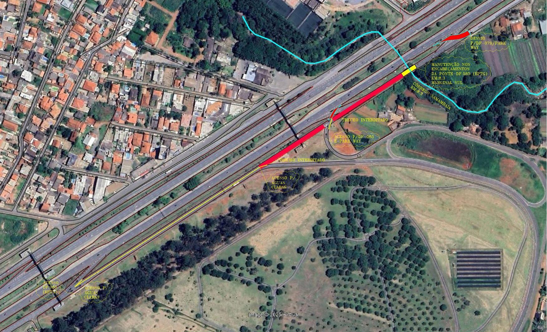 MARGINAL DA EPTG | Trecho após a residência oficial será interditado para manutenção da ponte