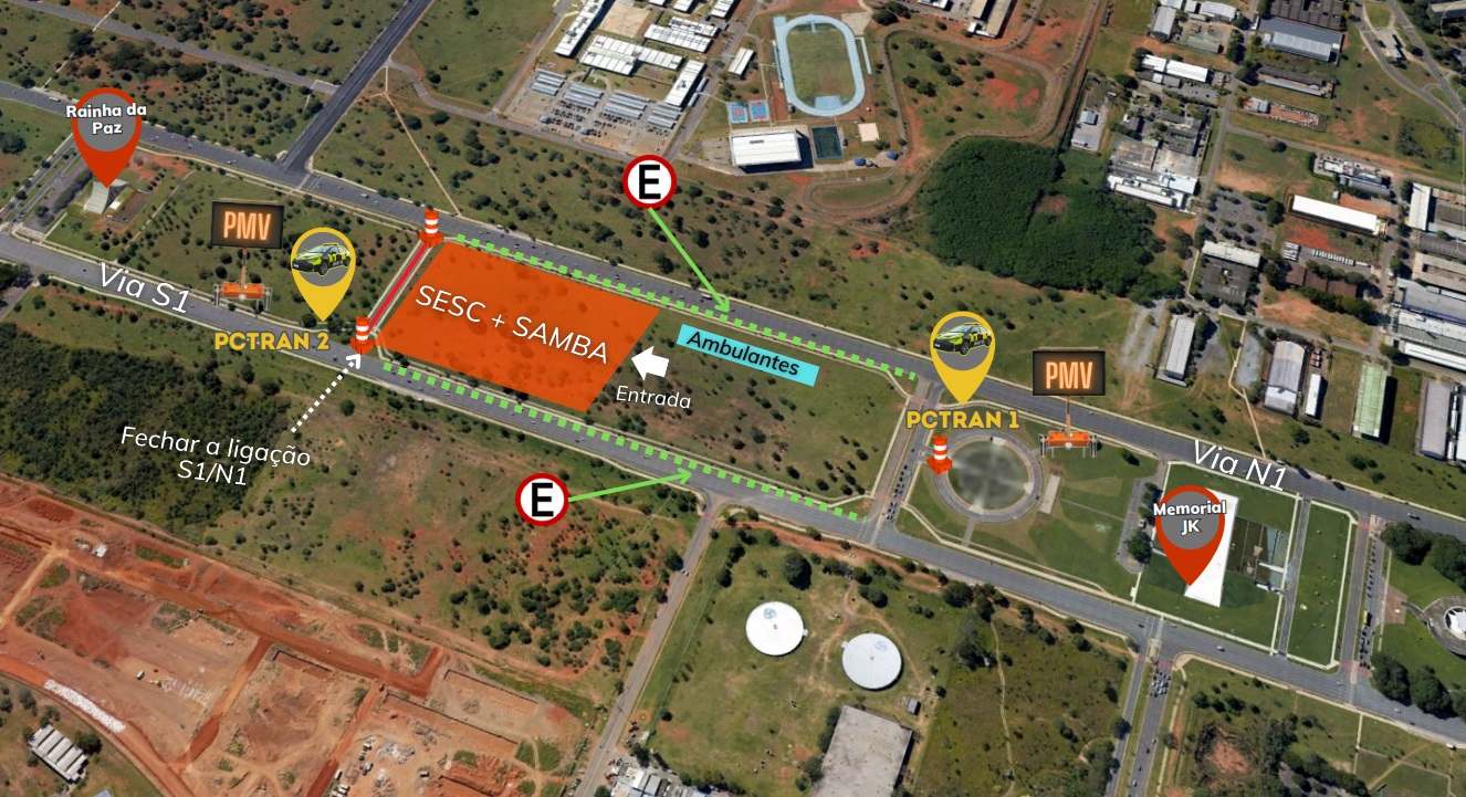 PRÉ-CARNAVAL | Detran-DF fará interdições no Eixo Monumental neste sábado (15) próximo ao Sesc+Samba com Diogo Nogueira