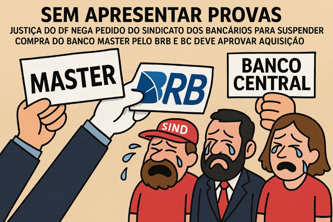 SEM APRESENTAR PROVAS | Justiça do DF nega pedido do Sindicato dos Bancários para suspender compra do Banco Master pelo BRB