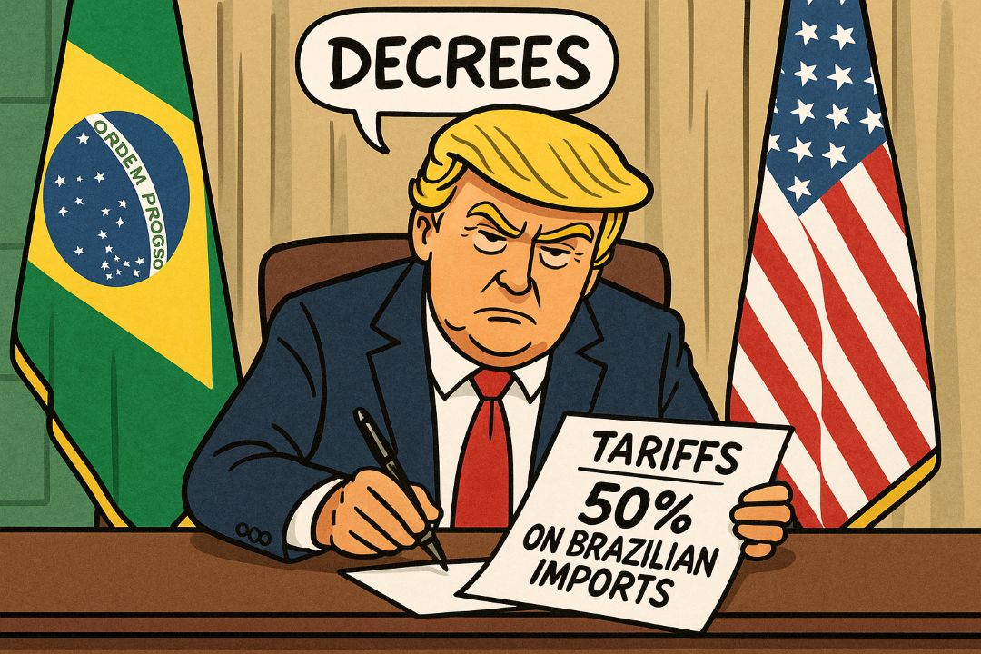 TARIFAÇO CONFIRMADO | Trump assina decreto que impõe taxa de 50% sobre produtos brasileiros
