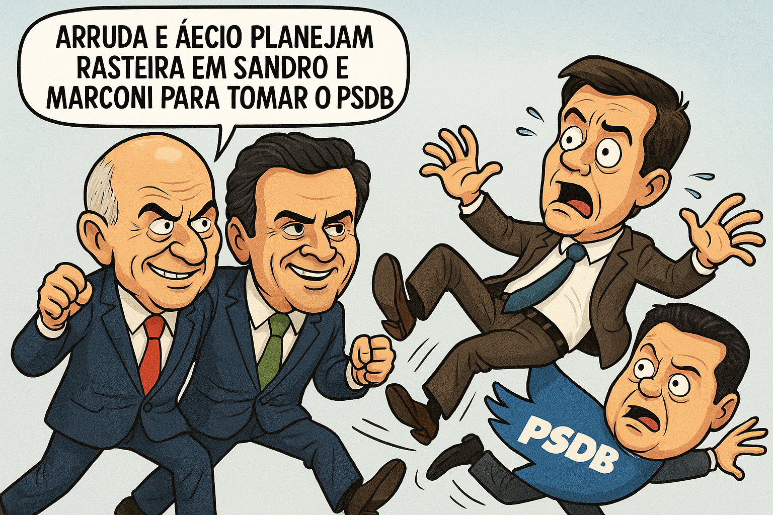 Arruda e Aécio planejam rasteira em Sandro e Marconi para tomar o PSDB