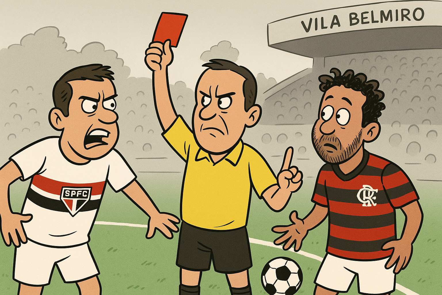 Empate com gosto de derrota e noite de polêmicas no confronto entre São Paulo e Flamengo na Vila Belmiro