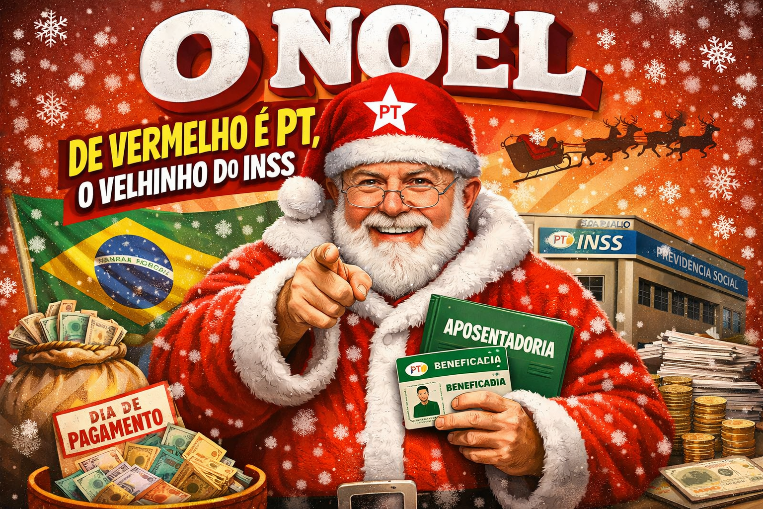 O Noel – De vermelho é PT, o velhinho do INSS