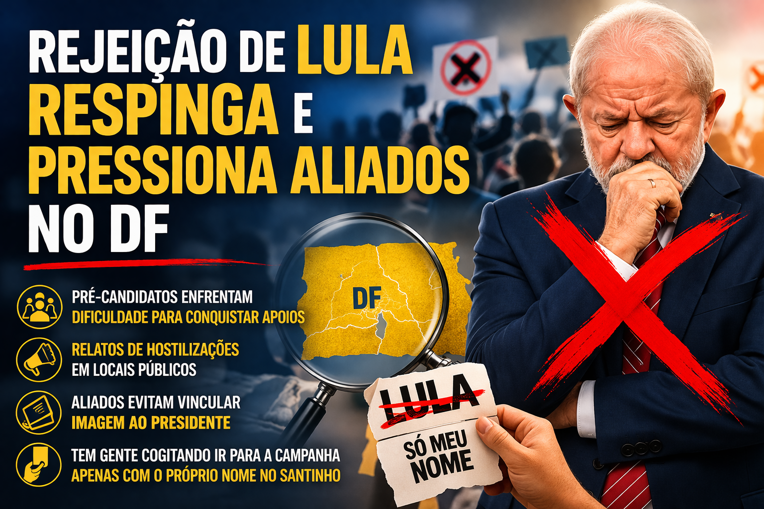 Rejeição de Lula respinga e pressiona aliados no DF