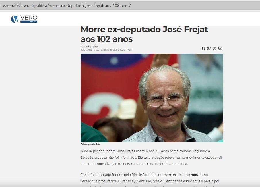 Amadorismo escancarado: Blog do Gim, Arruda e Vorcaro usa foto de Jofran Frejat ao anunciar morte de ex-deputado