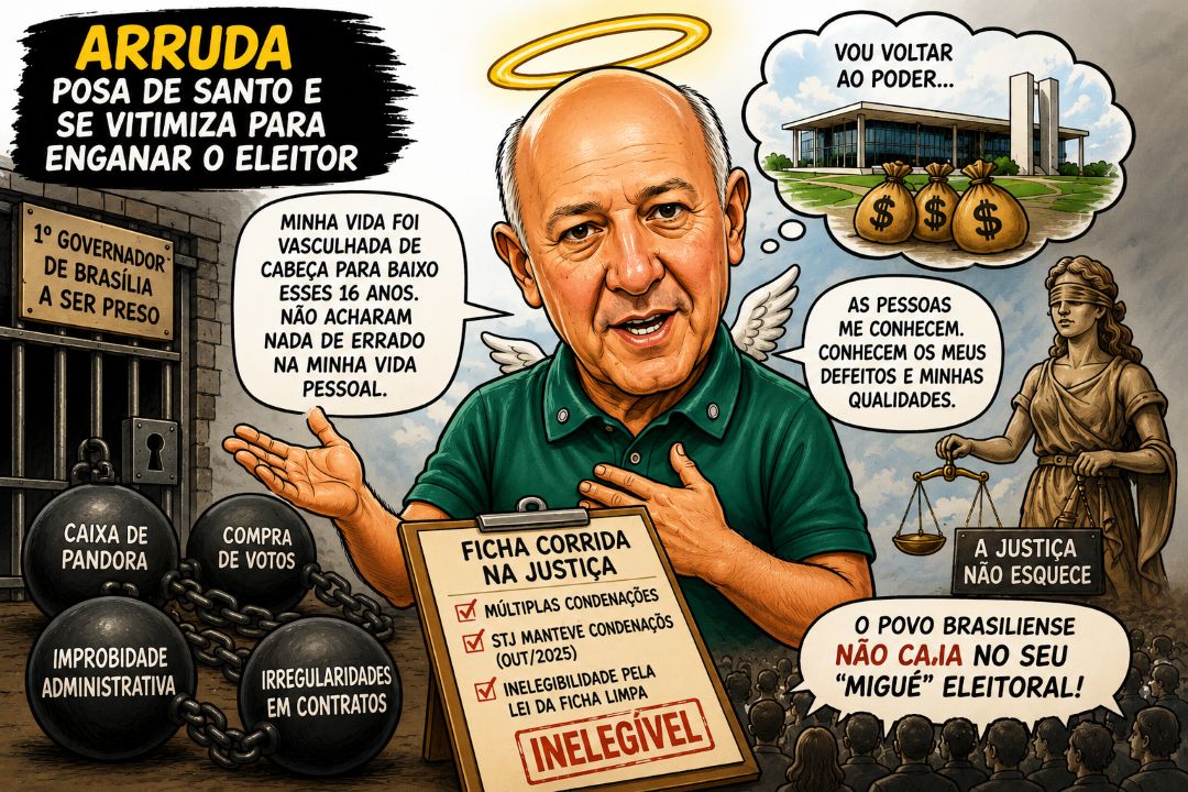 Arruda posa de santo e se vitimiza nas redes sociais para enganar o eleitor