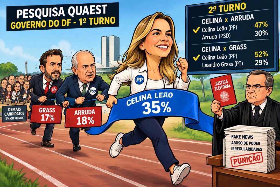 Pesquisa Quaest: Celina Leão lidera com 35% no DF e vence Arruda e Grass no 2º turno