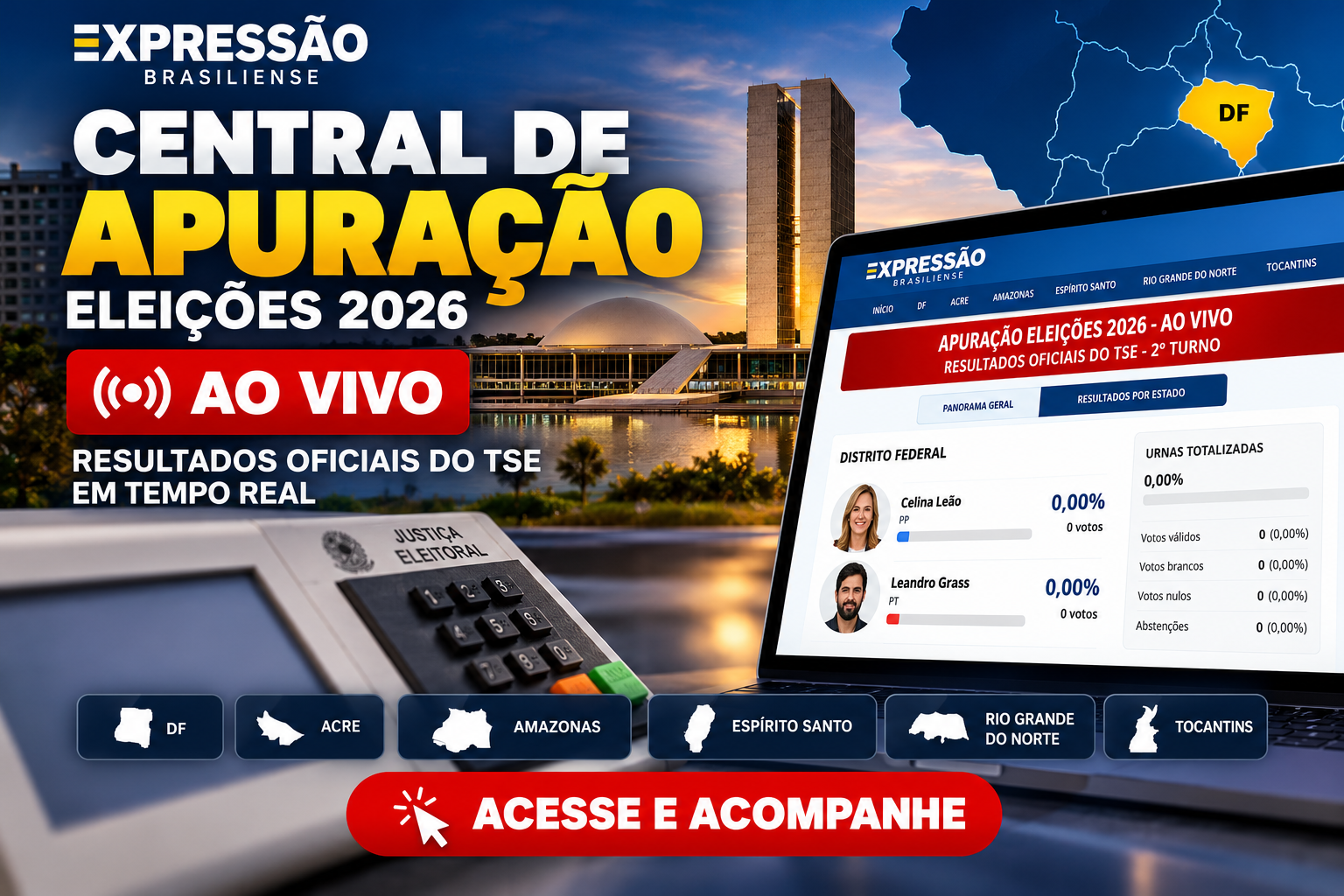 Expressão Brasiliense terá Central de Apuração ao Vivo com resultados oficiais do TSE