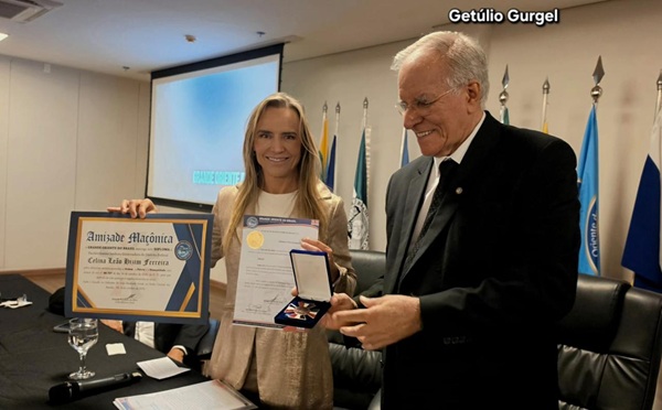 Celina Leão é homenageada pelo Grande Oriente do Brasil (GOB)